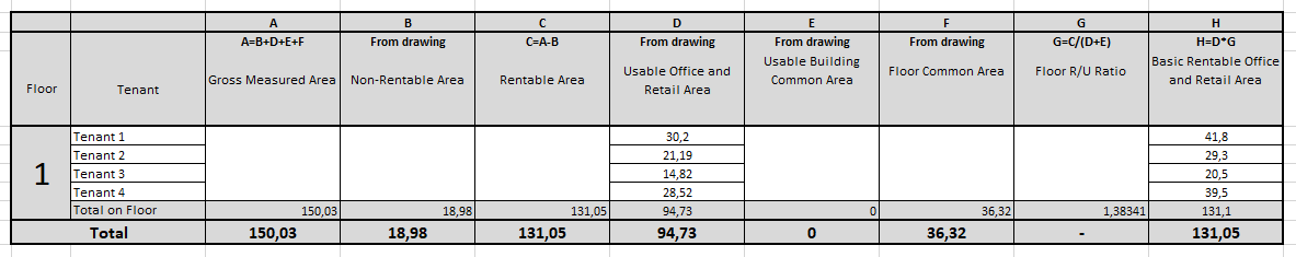 Excel calculation example